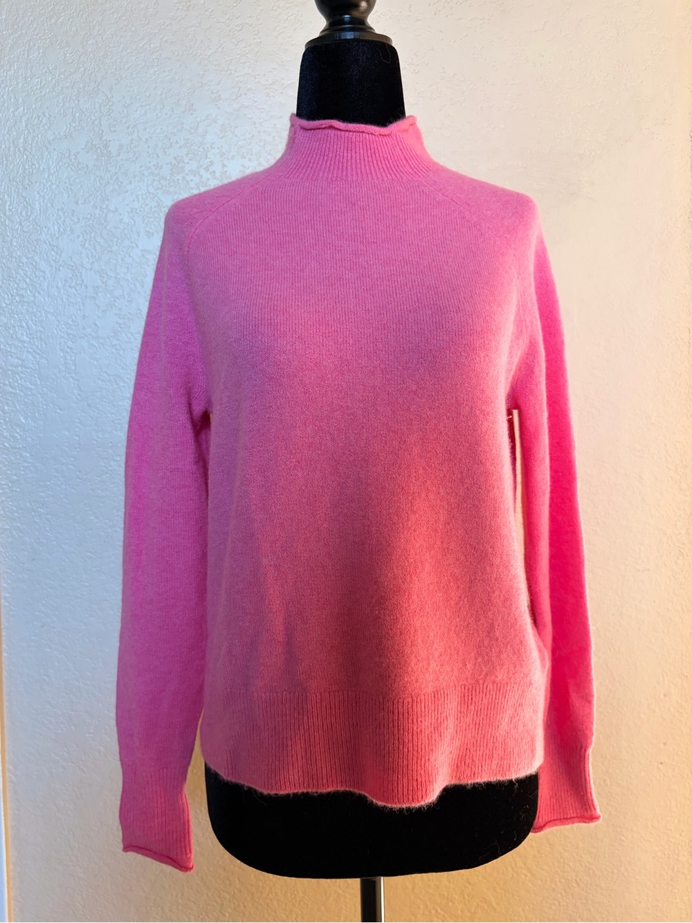 J. Crew Bright Pink Mock Neck Sweater